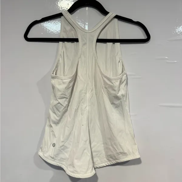 Lululemon White Ribbed Racerback Tank Top‎ - Image 4