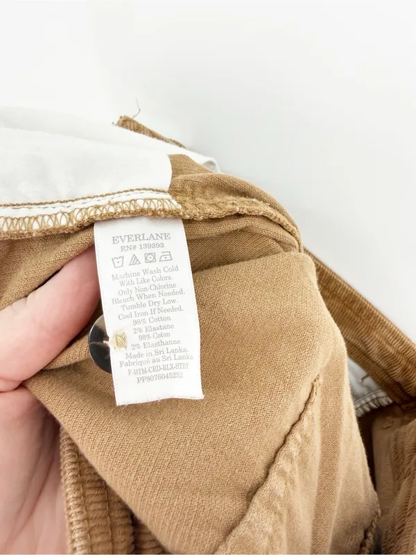 Everlane Corduroy Straight Leg Pants Women's 8 Tan Quiet Luxury - Image 8