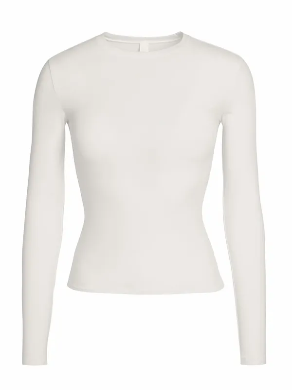 Skims cotton jersey LONG SLEEVE T-SHIRT women's size XXS in marble NWT - Image 4