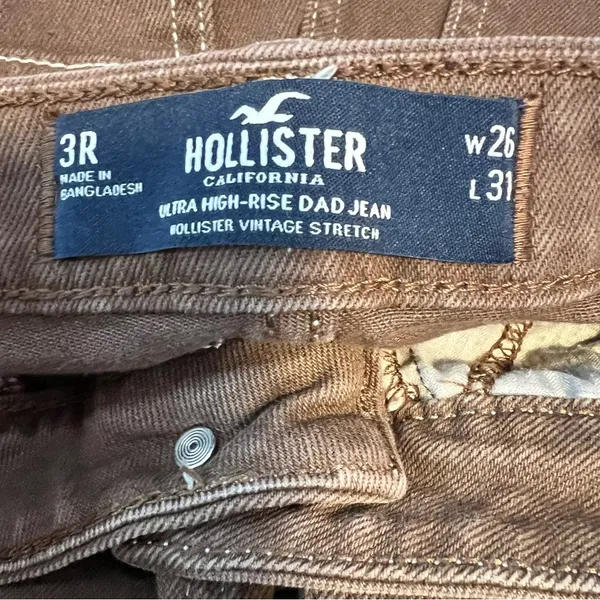 Hollister Ultra High Rise Dad Cargo Jeans Womens 26x31 Brown Y2K Utility - Image 6