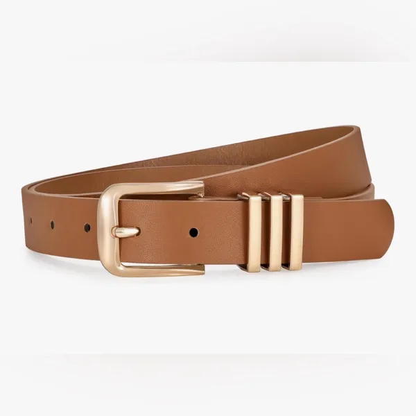 NEW WERFORU Brown Vegan Leather Waist Belt Jean Pants Dresses 25-30” Waist - Image 2