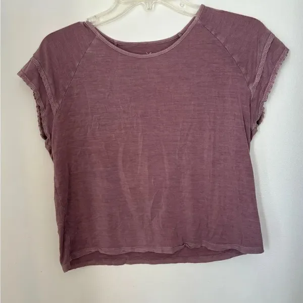 American Eagle Soft & Sexy Lace Trim Short Sleeve Tee Top S Purple - Image 6