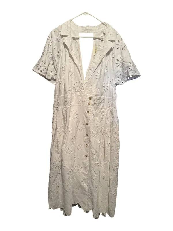 Maeve by Anthropologie White Eyelet Cotton Midi Dress - Image 3