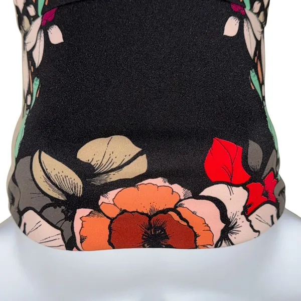 EXPRESS Black Floral Print Strapless Bodycon Dress EUC Size‎ 6 - Image 3