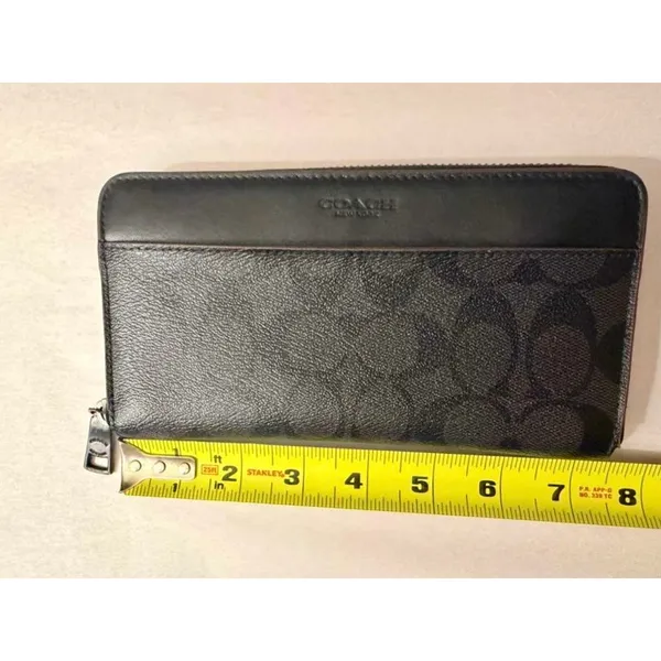 Coach ACCORDION WALLET (COACH F25517) BLACK Signature coated canvas logo - Image 8