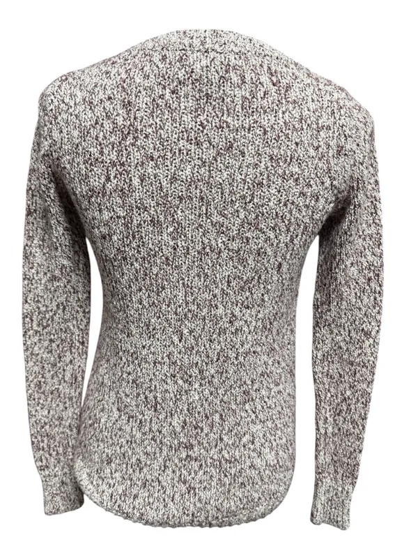 LOFT Marled Knit Crewneck Sweater Women's XS Brown Cream Cotton Blend - Image 2
