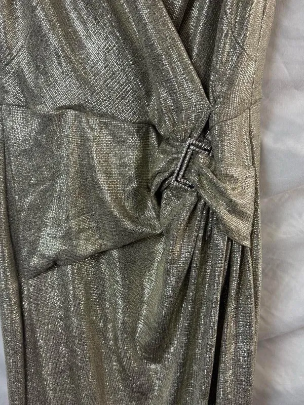 Lauren Ralph Lauren Gold Metallic Evening Gown / Arlenis metallized evening dres - Image 8