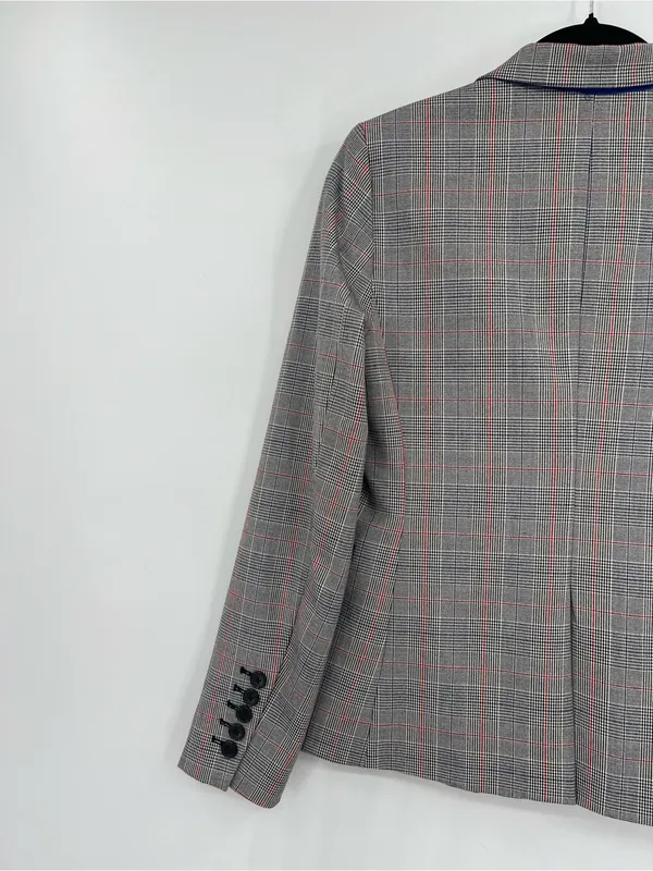 Banana Republic Glen Blazer Jacket Plaid Print Double-Breasted Stretch Size 2 - Image 12