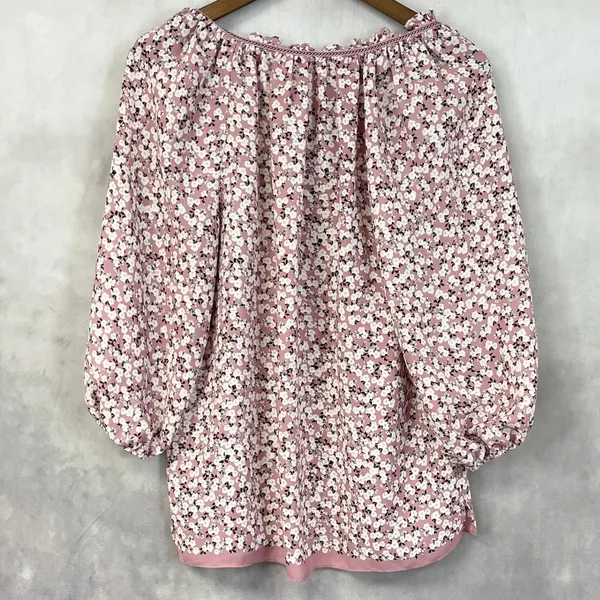Max Studio Floral Peasant Blouse Womens Medium Flowy Boho Cottage Dainty‎ - Image 5