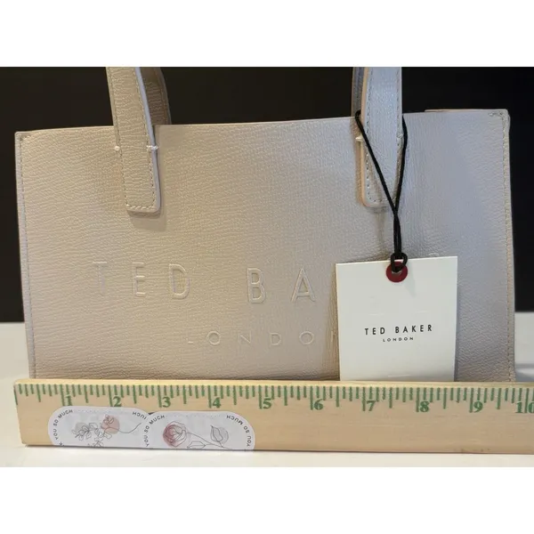 Ted Baker Icon small tote bag in a cream-colored, structured material. - Image 5