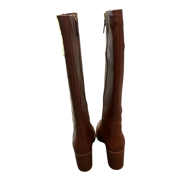 On 34th Priscillaa Tall Knee High Boots Burnt Copper Brown Block Heel 10M NIB - Image 3