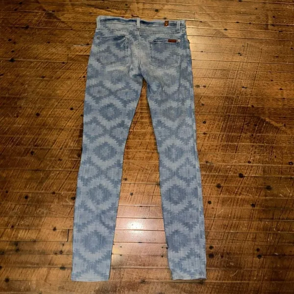 7 for All Mankind Aztec southwest blue luxe 26 skinny jeans - Image 4