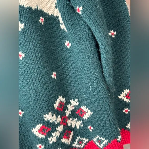 Vintage Ralph Lauren Hand Knit Wool Fur Collar Reindeer Christmas Sweater zipup - Image 12