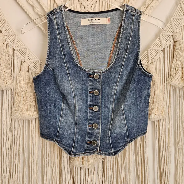 Idyllwind Miranda Lambert Denim Corset Vest Medium Wash Blue XS Button Front - Image 5