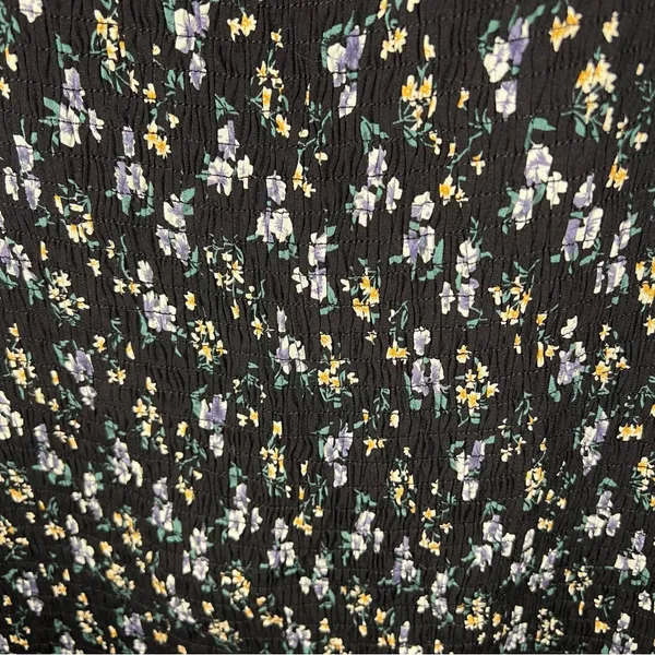 Elloh The Grayson Black Ditzy Blue Floral Smocked Puff Sleeve‎ Square Neck Dress - Image 6