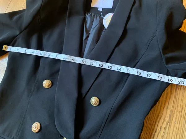 Womens Black Double Breasted Blazer Dress Size M - Image 4