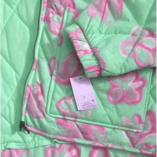 Wild Fable‎ Unisex Mint Green Floral Quilted Puffer Jacket Cozy Trendy Size L - Image 4