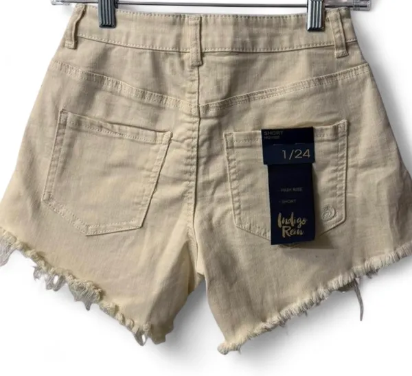 Women’s Indigo Rein Hi Rise Cream Shorts NWT Cream 1/24 Frayed Hem - Image 6