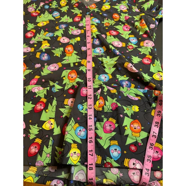 Womens Butter Soft Christmas Holiday Light Blub Medical Scrubs Size XS Uniform - Image 6