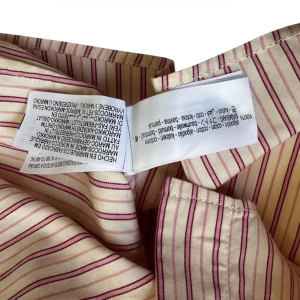 Zara Oversized Striped Button Down Shirt Pink Burgundy Cotton Medium | 0216 - Image 5