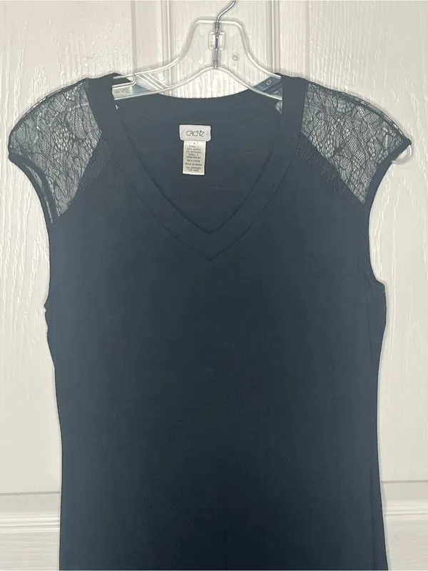 Cache Black Lace Shoulder Maxi Dress Sz 4 - Image 2