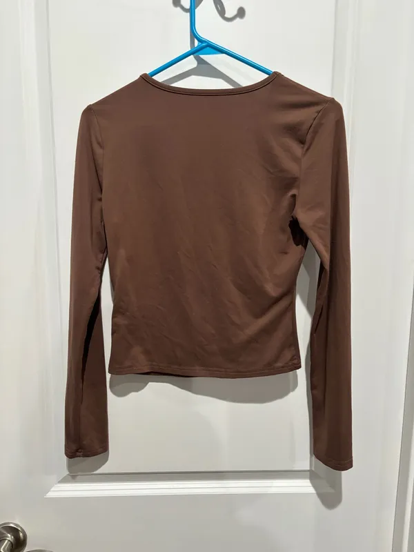 Brown long sleeve shirt, Sz S - Image 2