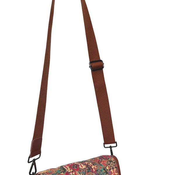 Baosha Floral Paisley Canvas Messenger Bag Brown Faux Leather Crossbody Satchel - Image 16