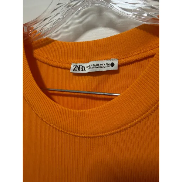 Zara Womens Ribbed Knit Sleeveless Maxi Dress Orange Crew Neck XL - Image 4