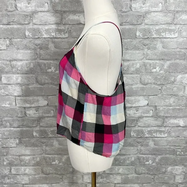 Wilfred Pink and Black Plaid Menton Blouse Tank Top - Image 2