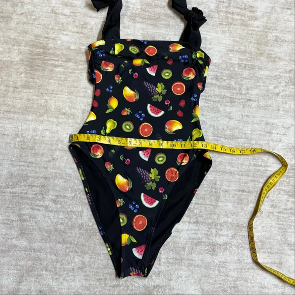 Wild Fable Womens Small Black Fruit Swimsuit Backless Chiquita Tropical Resort - Image 2