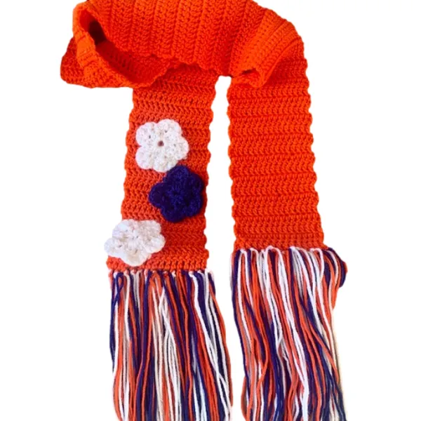 Handmade Denver Broncos Knitted Scarf Orange - Image 2