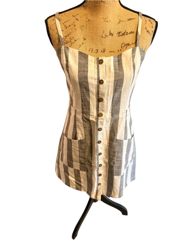 Forever 21 Striped Mini Dress Women's Size L White and Grey - Image 2