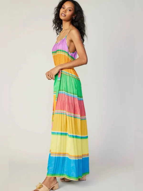 NWT Current Air Pleated Colorblock Maxi Dress L - Image 4