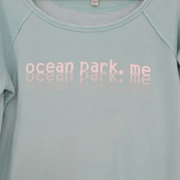 U.S. Apparel Sweatshirt Womens S Ocean Park ME Graphic Mint Green Raw Hem - Image 2