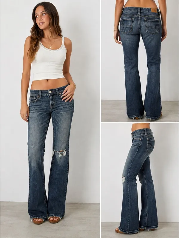 American Eagle Y2K Original Boot Jean Womens Low Rise Bootcut Distressed Stretch - Image 2