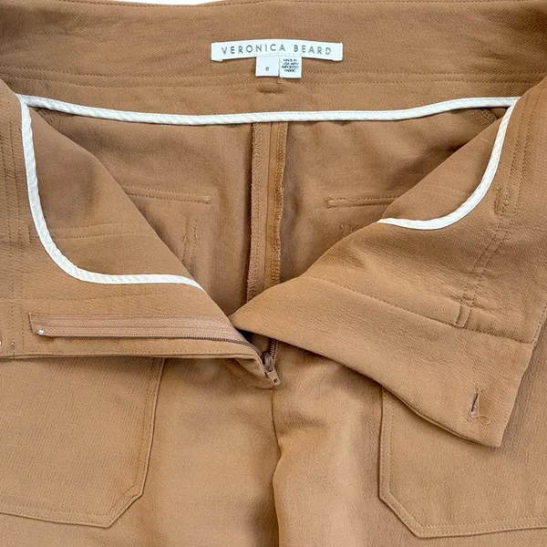 Veronica Beard Cropped Snap Ankle Pants Tan Size 8 - Image 3