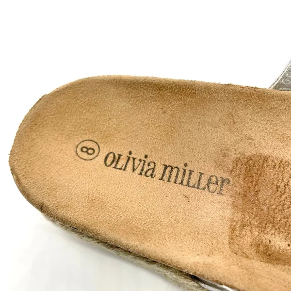 Olivia Miller Womens 8 Slide Sandal Silver Metallic Espadrille‎ Platform Summer - Image 9