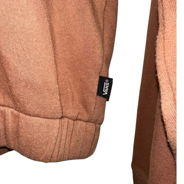 Vans Cropped Hoodie XS Brown‎ Pullover Sweatshirt Checkerboard Logo Graphic - Image 2