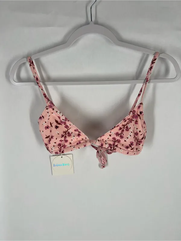 Kulani Kinis Angel Baby Bralette Bikini Top Pink Floral Size S NWT - Image 2