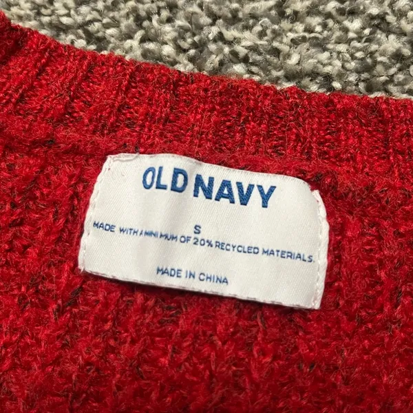 Old Navy red cozy shaker-stitch pullover long sleeve sweater S - Image 5