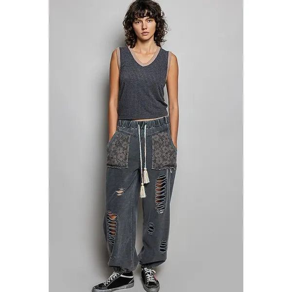 POL V-Neck Contrast‎ Ribbed Sleeveless Tank - Large - Image 5