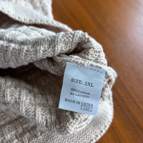 Cozy Cardigan 2XL Cream Waffle Knit Button Front Chic Coastal Grandma Sweater - Image 8
