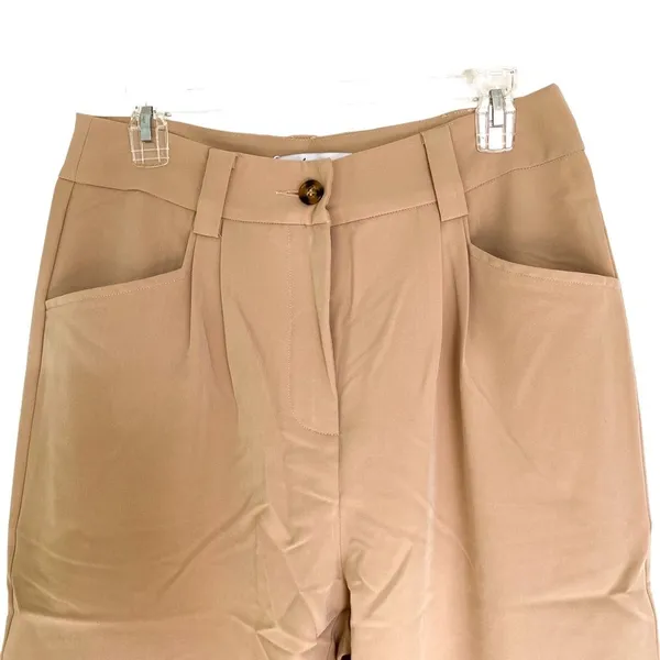 Petal & Pup Beige Tan High Waist Straight Leg Slack Pants Women’s Size 6 Chic - Image 4
