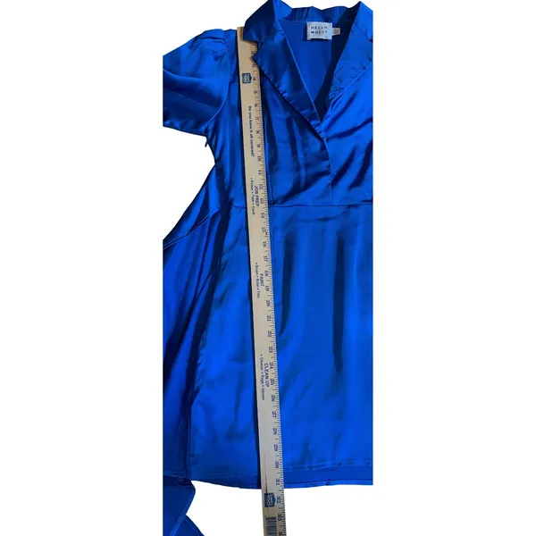 Hello Molly Love New Love Blue Satin Long Sleeve Tie‎ Front Mini Dress XS US 2 - Image 8