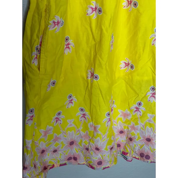 FLOE Yellow Embroidered Boho Dress Medium Festival Sundress Cotton Floral - Image 3