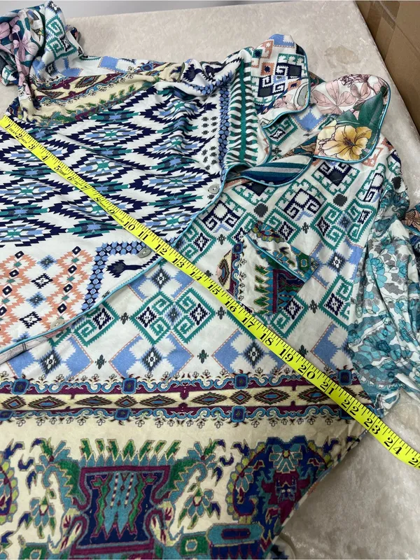 Johnny Was Patchwork mixed media Floral 2 piece pajama set XL button up top - Image 4
