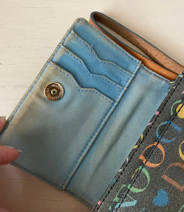 Vintage Y2K Dooney and Bourke black leather rainbow monogrammed wristlet - Image 12