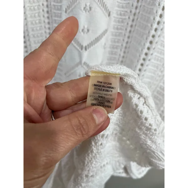 Soft Surroundings White Coastal‎ Crochet Knit Sleeveless Midi Dress Medium - Image 5
