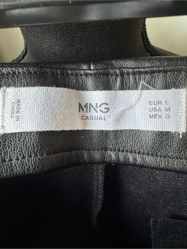 Mango Black Faux Leather womens pants medium Euc - Image 3