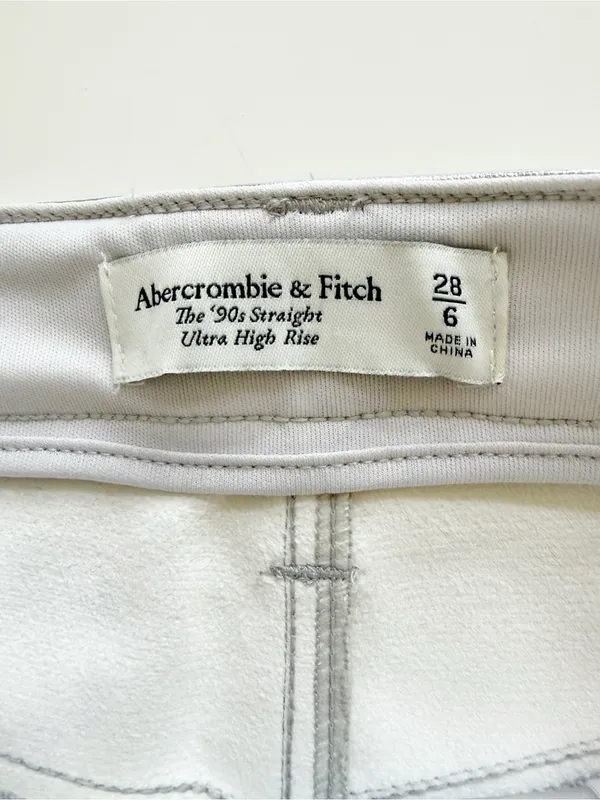Abercrombie & Fitch Curve Love Vegan Leather 90s Straight Pant Metallic Silver 6 - Image 6